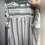 Allie Rose  Women’s Ruffle Sleeve Striped Black and White Tank Size Large NWT Photo 4