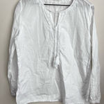 Roller Rabbit  white blouse embroidery long sleeve tassels L Photo 0