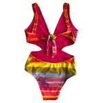 Farm Rio  Shiny Stripes V-Neck Cutout One Piece Swimsuit, XS Photo 3