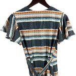 Eva Franco Sparkly Stripe Wrap Dress Flutter Sleeves Womens Size 0 New Orange Photo 4