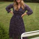 West K tiered midi dress size XL floral sheer sleeves flowy whimsical button up Pink Photo 1