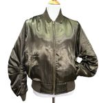 Tea & Cup LA Olive green satin Bomber Jacket Large Photo 3