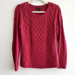 H&M Cable Knit Long Sleeve Sweater, Classic Woven Sweater, Pink/Red, Size Small Photo 1