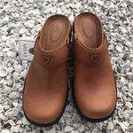 Ariat Brown Leather Clogs Slip On Shoes Size 5.5 Photo 0