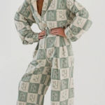 YAITTE Miami Italian Cotton Flannel Button Up Shirt Green White Checkered Sz XS Photo 0