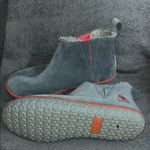 L.L. Bean women’s Blue Suede Boots with Orange Trim Gray Size 6 Photo 2