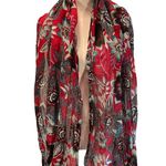 Red, Blue, White Floral Scarf One Size Blue Photo 3