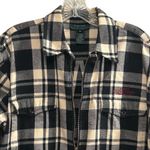 Ralph Lauren Lauren  Women’s M Black and White Plaid Flannel Full Zip Jacket Photo 8