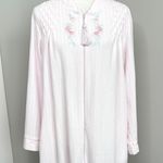 Loti Fashion Smocked Robe Full Zip Light Pink Terrycloth Housecoat Embroidered Size M Photo 6