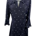 Xhilaration  Blue Bird Print Ruffle Keyhole Long Sleeve Mini Flare A-Line Skirt M Photo 0