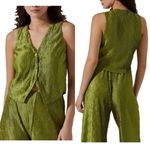 ASTR The Label Plisse Vest Women's Avacado Green Size Large Boho Vacation Photo 1