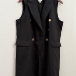 Joie  Black Long Line Double Breast Casual Vest Size L Photo 5
