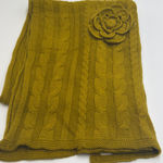 Mud Pie Olive Green Chunky Cable Knit Scarf Rosette Flower Accent Photo 0