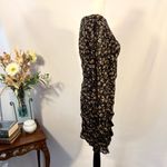 Storia  Swiss Dot Floral Corset-Inspired Ruched Long Sleeve Dress Size Large💛 Photo 4