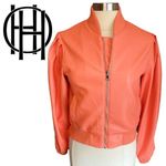NWT House Of Harlow Vegan Leather Coral Bomber Jacket Photo 1