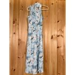 Lulus NWT  Distinctive Charm Blue Floral Satin Asymmetrical Midi Dress Party XS Photo 1
