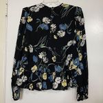 NEW! By TIMO BLACK FLORAL DAISY RUFFLE HEM SPRING BLOUSE TOP SIZE Small Photo 4