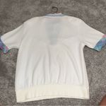 Vintage Koret Francisca White Textured Short Sleeve polo With Plaid Accents sz M Pink Size M Photo 4