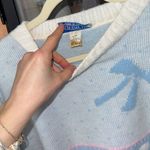 Vintage 80s Pastel Bow Sweater knit crewneck Pullover DELIVERYLtd grandmillenial Blue Size XL Photo 6