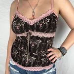 Delicates Y2K Pink And Brown Floral Cottage Core Tank  Photo 0