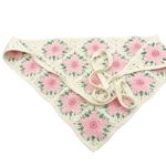 Handmade  Crochet Floral Granny Square Bandana Headscarf – Pink & Cream Photo 3
