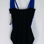 Aqua Green NWT  Sapphire Blue & Black Runched One Piece Modest Swimsuit Small Photo 4