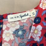 Spoiled szM red/blue flowered romper w/small opening in front & keyhole back GUC Red Size M Photo 2