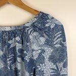 Tommy Bahama  Blue Floral Tencel Blouse Medium Beachy Resort Soft Coastal Relaxed Photo 2