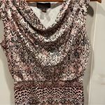 Dana Buchman Cute  silky pink black pattern elastic waist mini dress cowl neck Photo 5