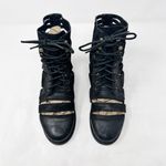 Jeffrey Campbell [] Black Slashed Nubuck Leather Lace Up Combat Boots Size 6.5 Photo 2