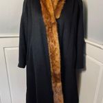 Vintage 40's Famous Barr Mink Brown Fur Trim Wool Black Coat Photo 10