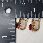 Gold Filled Garnet Red Zirconia Hoop Earrings Photo 4