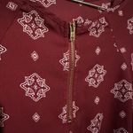 Maroon Geometric Zipper Blouse Budiness Casual Dress Shirt Photo 1