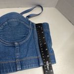 Denim Bustier Corset Top, Sleeveless Jean Cropped‎ Top, Blue Large Y2K Fashion Photo 3