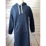 Lands' End Dress Small Blue Sweatshirt Hoodie Pockets Lounge Casual Gown Midi Photo 10