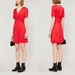 Maje • Ripia Twist-front Polka-dot Floral-jacquard Mini Dress red Rouge Photo 12