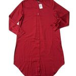 Eileen Fisher NWT  Mandarin Collar Shirt in Serrano Red Satin Button Tunic PS Photo 0