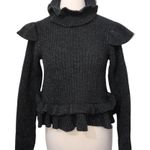 Ganni Phantom Gray Ruffle Open Back Wool Sweater XS NWT Photo 2