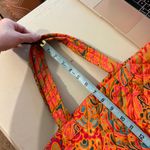 None Orange Multi Colored Quilted Floral Printed Nylon Double Handle Zipper Tote Bag Photo 10