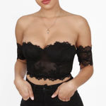 Tic Toc off shoulder lace crop top black size M Size M Photo 0
