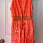Alice + Olivia  Cara Sleeveless Coral Orange Sequin Mini Dress SZ 14 Back Zip NEW Photo 14