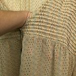 ZARA TRAFALUC Cream Beige Floral Tie Semi Sheer 3/4 Sleeve Peasant Blouse Top S Photo 3