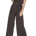 Nine West Cropped Rainbow Glitter Jumpsuit Black Size M NWT New Year Holiday Photo 0