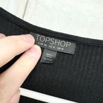 Topshop Top Women's Size 4 Solid Black 3/4 Sleeve Ribbed Short Sleeved Lace Up Photo 1