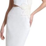 Avec Les Filles  Pearl Embellished Cut Out Halter Dress White 14 Photo 0