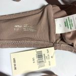 Aerie Bikini Top Scoop Neck Ribbed Removable Cups Shiny Brown S Photo 2