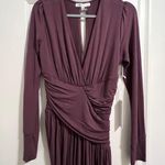 Young Fabulous and Broke GENESIS Long Sleeve Side Slit Maxi DRESS in Jam Purple S Photo 6