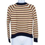 Madewell Blue Cream Orange Striped Long Sleeve V Neck Chunky Knit Sweater XXS Photo 4
