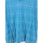 Fresh Produce  Teal Blue Abstract Pattern V Neck 3/4 Sleeve Tunic Top Size Large Photo 1