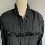 Vintage 80’s Black Beaded fringe Western Button Long Sleeve Shirt Size S… Photo 5